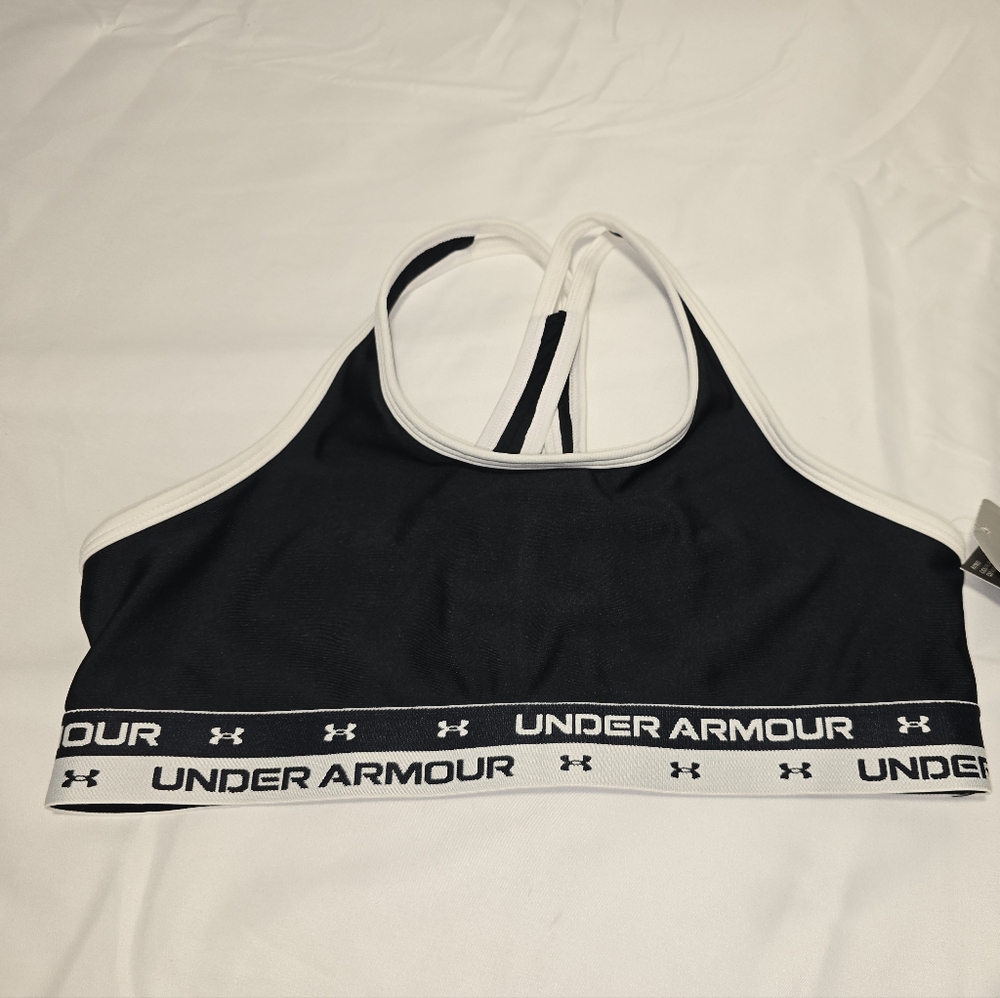 Under Armour Girl's Sports Bra Black White Size YXL XL Brand New W Tags NWT
